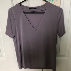 Simple cut out v neck t shirt